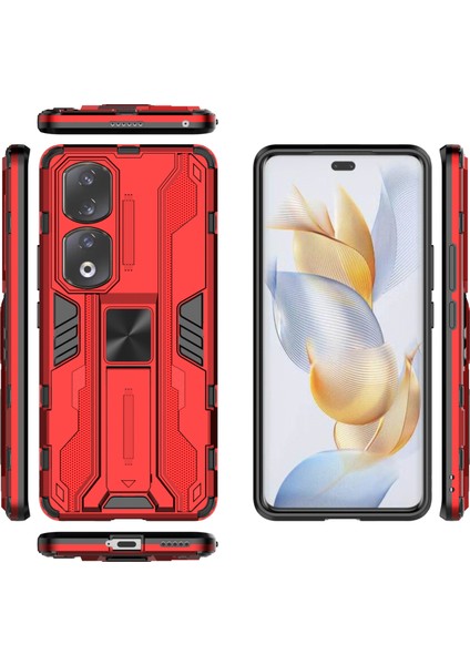 Honor 90 Pro Darbeye Dayanıklı Telefon Kılıfı Kickstand Sert Pc + Yumuşak Tpu Koruyucu Kılıf-Kırmızı (Yurt Dışından) indirimleri