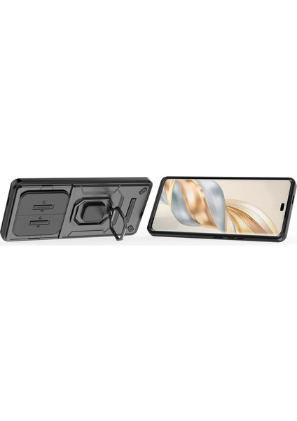 Honor X60 Pro 5g/magic7 Lite 5g Kılıfı Pc+Tpu Kickstand Telefon Koruyucu Lens Kapağı Ile-Siyah (Yurt Dışından) fiyatları