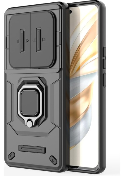 Honor X60 Pro 5g/magic7 Lite 5g Kılıfı Pc+Tpu Kickstand Telefon Koruyucu Lens Kapağı Ile-Siyah (Yurt Dışından) fırsatları