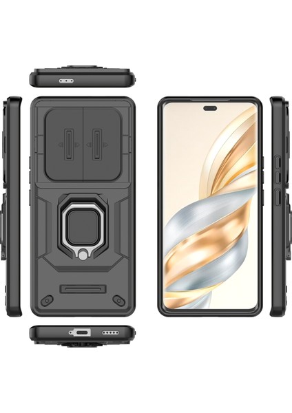 Honor X60 Pro 5g/magic7 Lite 5g Kılıfı Pc+Tpu Kickstand Telefon Koruyucu Lens Kapağı Ile-Siyah (Yurt Dışından) indirimleri