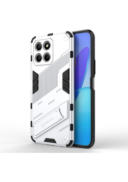 Honor X8 5g Için Kickstand Telefon Kılıfı, Sert Pc + Yumuşak Tpu Düşmeye Karşı Hibrit Koruyucu Kılıf-Beyaz (Yurt Dışından)