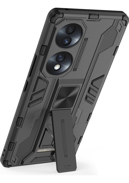 Honor 70 5g Telefon Kılıfı Kickstand Sert Pc Yumuşak Tpu Çift Katmanlı Kaymaz Sağlam Koruyucu Kılıf-Siyah (Yurt Dışından) fırsatları