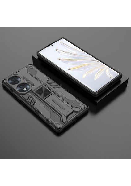 Honor 70 5g Telefon Kılıfı Kickstand Sert Pc Yumuşak Tpu Çift Katmanlı Kaymaz Sağlam Koruyucu Kılıf-Siyah (Yurt Dışından) indirimleri