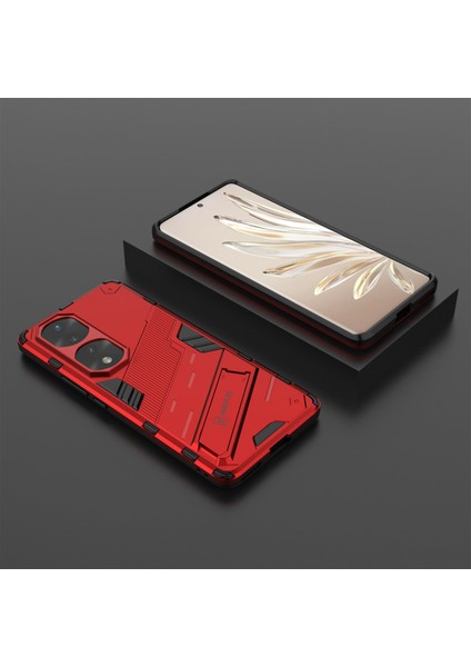 Honor 70 Pro 5g Darbe Emici Düşmeye Dayanıklı Tpu+Pc Kılıfı Kickstand Çizilmez Cep Telefonu Kılıfı-Kırmızı (Yurt Dışından) indirimleri