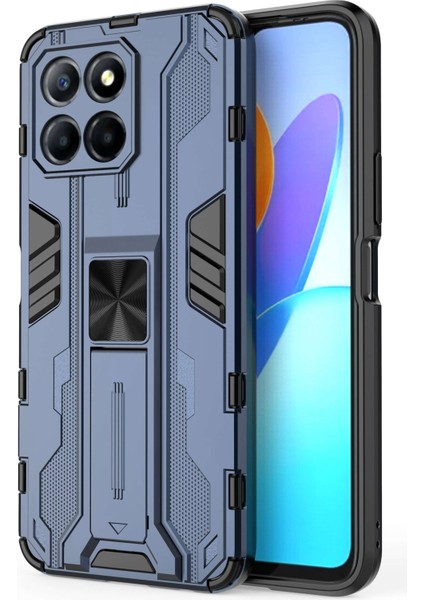Honor X8 5g Kickstand Telefon Kılıfı Düşmeye Karşı Sert Pc Yumuşak Tpu Darbeye Dayanıklı Kılıf-Mavi (Yurt Dışından)