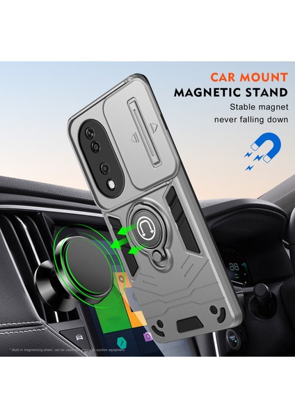 Honor X7B 4g/90 Akıllı Kılıf Lens Kalkanı Ayaklık Pc+Tpu Telefon Kılıfı-Gri (Yurt Dışından) indirimleri