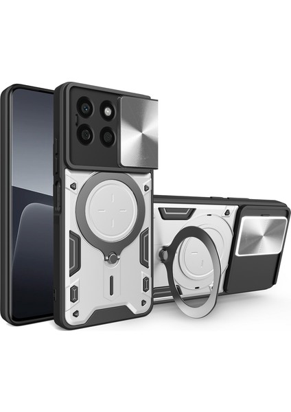 Honor X8B 4g Kılıf Tpu+Pc Halka Ayaklı Telefon Kılıfı Destekli Manyetik Araç Tutucu-Gümüş (Yurt Dışından)