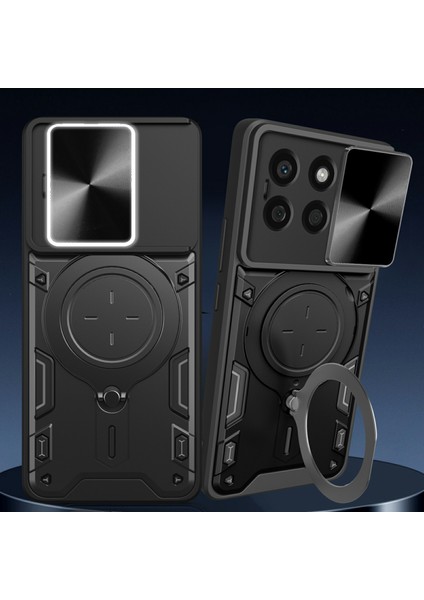 Honor X8B 4g Kılıf Tpu+Pc Halka Ayaklı Telefon Kılıfı Destekli Manyetik Araç Tutucu-Gümüş (Yurt Dışından) fiyatları