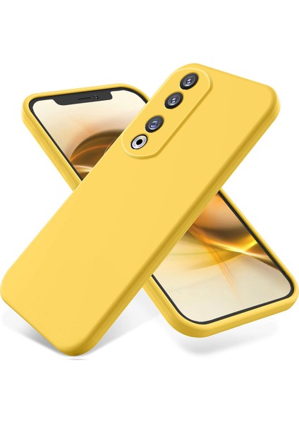 Honor 90 Pro Sıvı Silikon Telefon Kılıfı Yumuşak Astarlı Koruyucu Kılıf Kayışlı-Sarı (Yurt Dışından) fiyatları