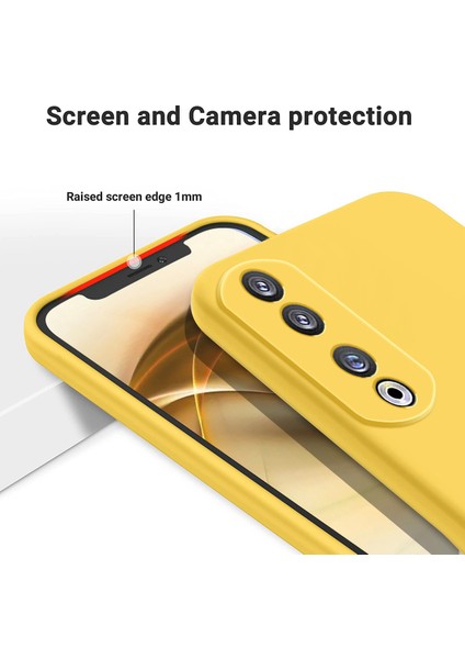 Honor 90 Pro Sıvı Silikon Telefon Kılıfı Yumuşak Astarlı Koruyucu Kılıf Kayışlı-Sarı (Yurt Dışından) indirimleri