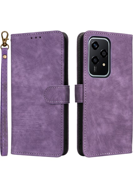 Honor 200 Lite Kılıf Rfıd Engelleme Deri Cüzdan Telefon Kılıfı Kayışlı-Mor (Yurt Dışından)