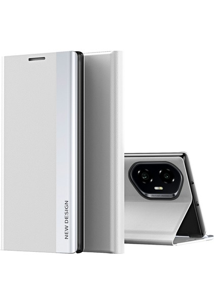 Honor 300 Kılıf Antidrop Deri Telefon Kılıfı Standlı-Beyaz (Yurt Dışından)