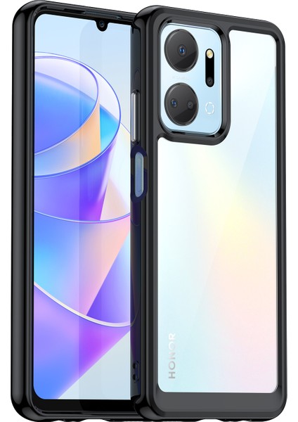 Honor X7A 5g Şeffaf Telefon Kılıfı Tpu+Akrilik Düşmeye Karşı Cep Telefonu Kılıfı-Siyah (Yurt Dışından)