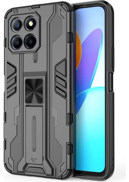Honor X8 5g Kickstand Telefon Kılıfı Düşmeye Karşı Sert Pc Yumuşak Tpu Darbeye Dayanıklı Kapak-Siyah (Yurt Dışından)