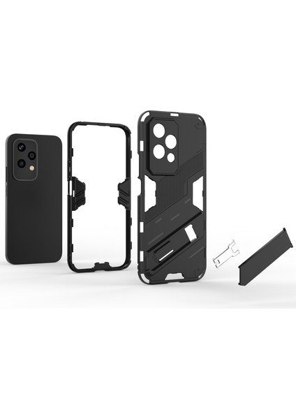 Honor 200 Lite Kılıf Darbeye Dayanıklı Pc + Tpu Çizilmez Telefon Kılıfı Kickstand ile - Siyah (Yurt Dışından) indirimleri