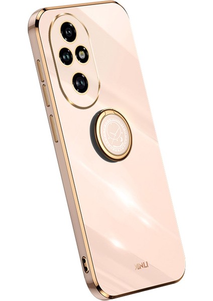 Xınlı For Honor 200 Pro 5g Kılıf Halka Ayaklı Tpu Telefon Kılıfı Galvanik Çerçeve-Pembe (Yurt Dışından)