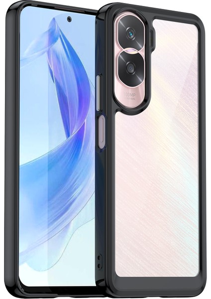 Honor 90 Lite 5G/X50I 5g Tpu+Akrilik Cep Telefonu Arka Kapağı Şeffaf Koruyucu Darbeye Dayanıklı Kılıf-Siyah (Yurt Dışından)