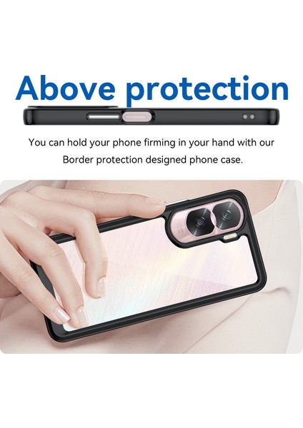 Honor 90 Lite 5G/X50I 5g Tpu+Akrilik Cep Telefonu Arka Kapağı Şeffaf Koruyucu Darbeye Dayanıklı Kılıf-Siyah (Yurt Dışından) modelleri