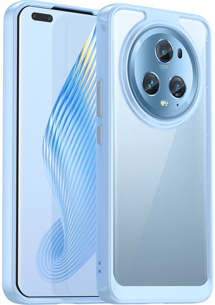 Honor Magic5 Pro Tpu+Akrilik Çizilmez Telefon Kılıfı Düşmeye Dayanıklı Arka Kapak-Mavi (Yurt Dışından)