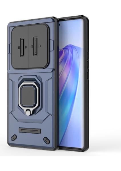 Honor X40 5G/X9A 5g/magic5 Lite 5g Kılıf Telefon Ayaklık Kapağı Sürgülü Lens Koruyucu-Mavi (Yurt Dışından) fiyatları