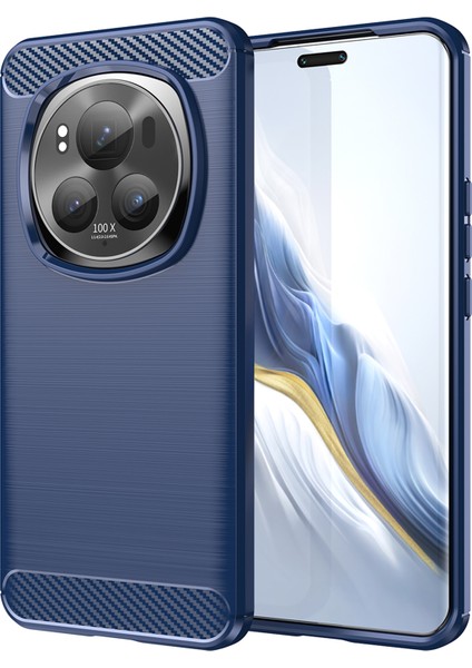 Honor Magic6 Pro 5g Kılıf Fırçalanmış Karbon Fiber Doku Tpu Telefon Kılıfı-Mavi (Yurt Dışından)