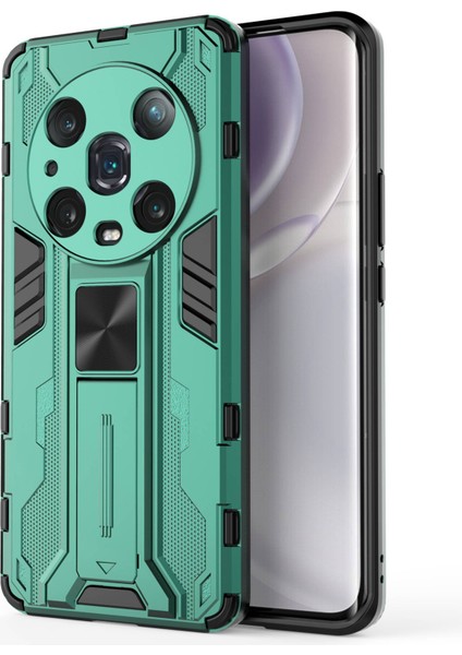 Honor Magic4 Pro 5g Hibrit Kickstand Telefon Kılıfı Sert Pc Yumuşak Tpu Şok Emici Kılıf-Yeşil (Yurt Dışından)