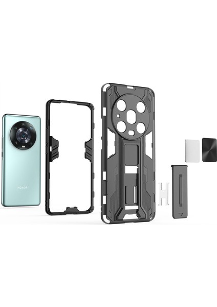 Honor Magic4 Pro 5g Hibrit Kickstand Telefon Kılıfı Sert Pc Yumuşak Tpu Şok Emici Kılıf-Yeşil (Yurt Dışından) fiyatları