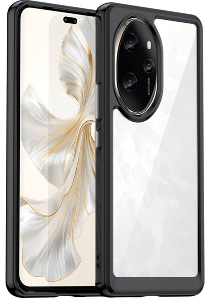 Honor 100 Pro 5g Kılıf Renkli Çerçeve Tpu+Akrilik Telefon Kılıfı-Siyah (Yurt Dışından)