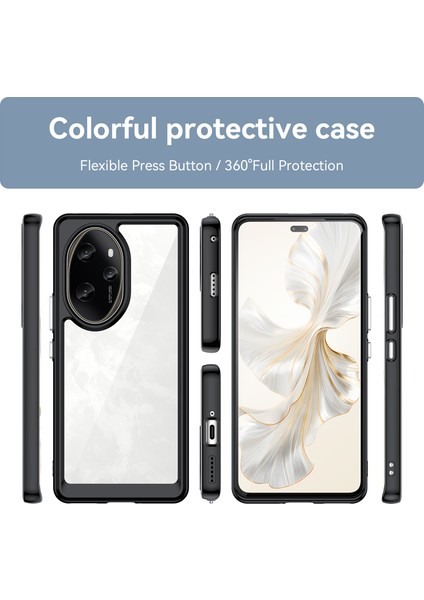 Honor 100 Pro 5g Kılıf Renkli Çerçeve Tpu+Akrilik Telefon Kılıfı-Siyah (Yurt Dışından) fiyatları