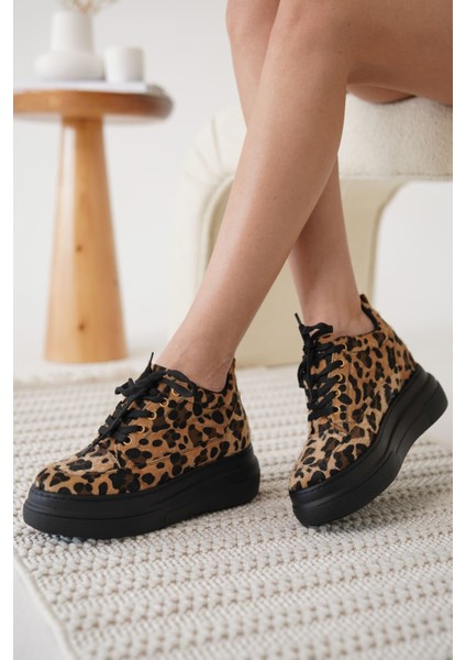 Lauren Kadın Gizli Topuk Siyah Taban Leopar Spor Ayakkabı fiyatları