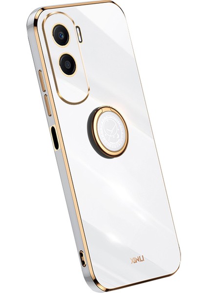 Xınlı For Honor X50I 5g/90 Lite 5g Telefon Tpu Kılıf Halka Ayaklı Galvanik Telefon Kılıfı-Beyaz (Yurt Dışından)