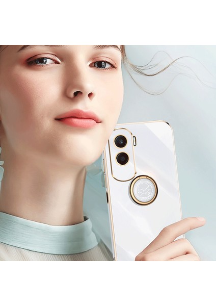 Xınlı For Honor X50I 5g/90 Lite 5g Telefon Tpu Kılıf Halka Ayaklı Galvanik Telefon Kılıfı-Beyaz (Yurt Dışından) indirimleri