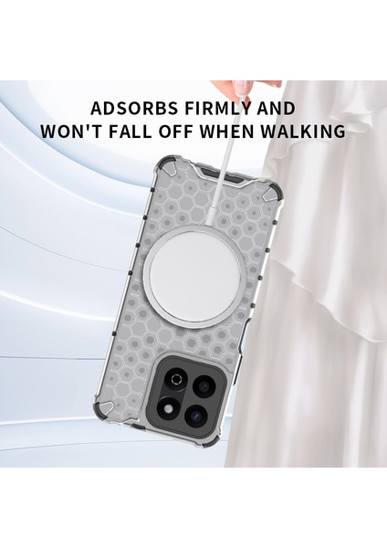 Honor Play 60 Plus 5g Kılıfı Magsafe Honeycomb Tasarım Tpu+Pc Telefon Kılıfı-Kırmızı ile Uyumlu (Yurt Dışından) modelleri