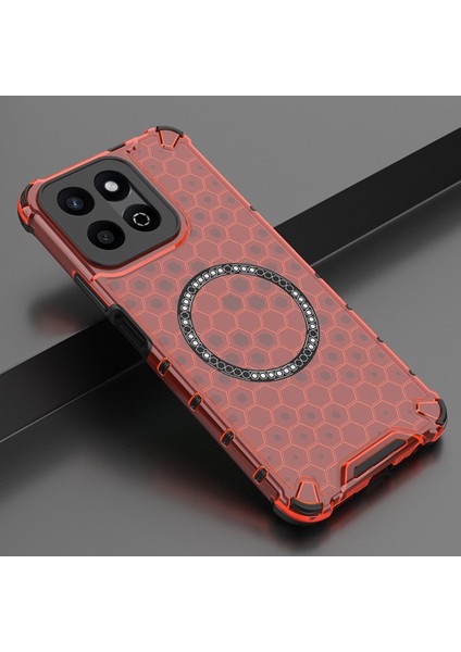 Honor Play 60 Plus 5g Kılıfı Magsafe Honeycomb Tasarım Tpu+Pc Telefon Kılıfı-Kırmızı ile Uyumlu (Yurt Dışından) indirimleri