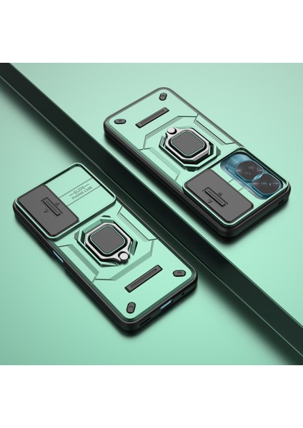 Honor 90 Lite 5G/X50I 5g Kılıf Pc+Tpu Kayar Kamera Kapağı Telefon Kılıfı Kickstand Ile-Yeşil (Yurt Dışından) indirimleri