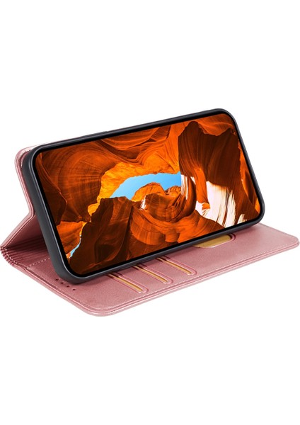 Honor X6B 4g Kılıf Güçlü Manyetik Pu Deri Telefon Kılıfı Dana Dokusu-Gül Altın (Yurt Dışından) modelleri