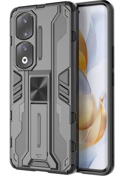 Honor 90 Pro Darbeye Dayanıklı Telefon Kılıfı Kickstand Sert Pc + Yumuşak Tpu Koruyucu Kılıf-Siyah (Yurt Dışından)