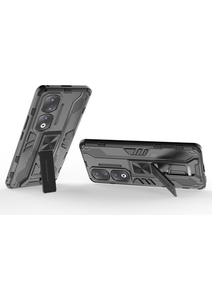 Honor 90 Pro Darbeye Dayanıklı Telefon Kılıfı Kickstand Sert Pc + Yumuşak Tpu Koruyucu Kılıf-Siyah (Yurt Dışından) fiyatları