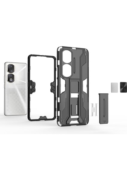 Honor 90 Pro Darbeye Dayanıklı Telefon Kılıfı Kickstand Sert Pc + Yumuşak Tpu Koruyucu Kılıf-Siyah (Yurt Dışından) fırsatları