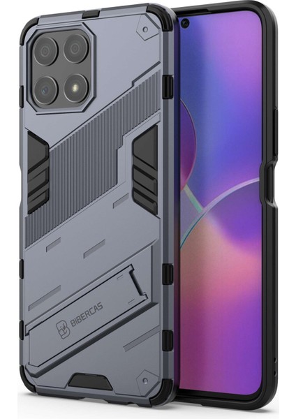 Honor X30I Düşmeye Karşı Destekli Ayak Fonksiyonlu Kombo Pc+Tpu Kılıf Çift Katmanlı Koruyucu Cep Telefonu Kabuğu-Koyu Mavi (Yurt Dışından)