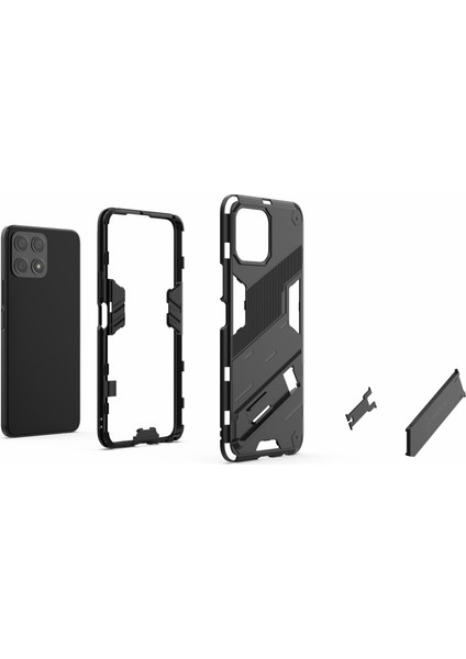 Honor X30I Düşmeye Karşı Destekli Ayak Fonksiyonlu Kombo Pc+Tpu Kılıf Çift Katmanlı Koruyucu Cep Telefonu Kabuğu-Koyu Mavi (Yurt Dışından) fiyatları