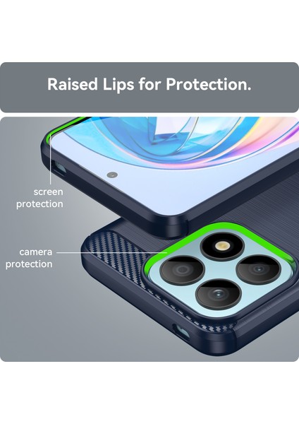 Honor X8A 4g Karbon Fiber Doku Fırçalanmış Tpu Telefon Kılıfı Düşmeye Karşı Cep Telefonu Kılıfı-Mavi (Yurt Dışından) indirimleri