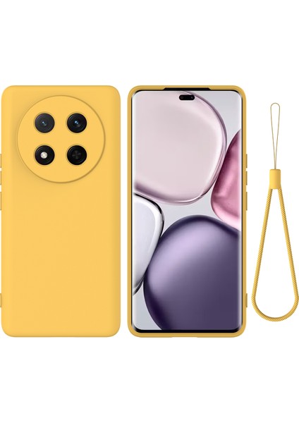 Honor Magic7 Lite 5G/X9C 5G/X60 Pro 5g Kılıf Sıvı Silikon Telefon Arka Kapağı El Kayışı Ile-Sarı (Yurt Dışından)