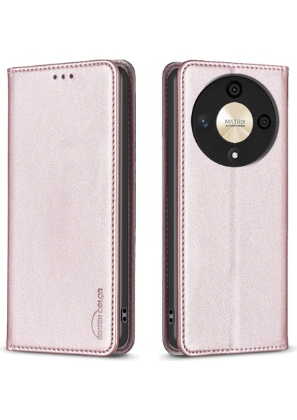 Bınfen Color BF18 Honor X9B 5g/magic6 Lite 5g Telefon Kılıfı Kartlık Standı Ile-Gül Altını (Yurt Dışından)