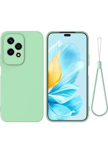 Honor 200 Lite Kılıf Askılı Sıvı Silikon Telefon Kılıfı Kamera Koruması-Yeşil (Yurt Dışından)