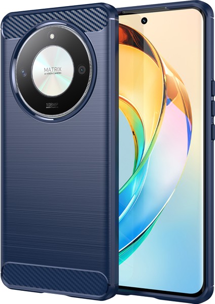 Honor Magic6 Lite 5G/X9B 5g Karbon Fiber Doku Kılıf Toz Önleyici Tpu Telefon Kılıfı-Mavi (Yurt Dışından)