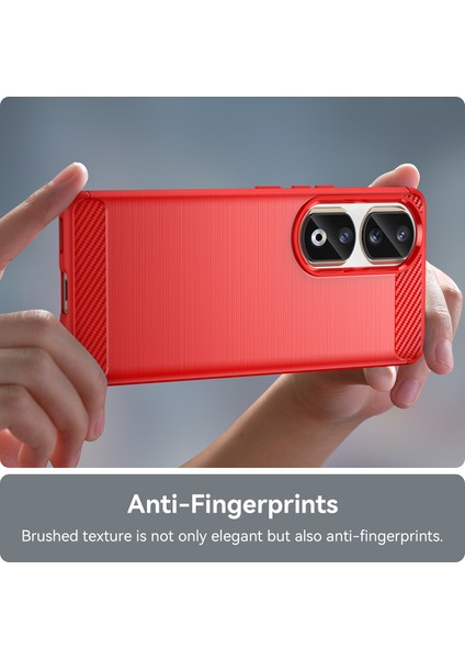 Honor 90 Pro Karbon Fiber Dokulu Telefon Kılıfı Yumuşak Tpu Fırçalanmış Düşmeye Lı Kılıf-Kırmızı (Yurt Dışından) indirimleri