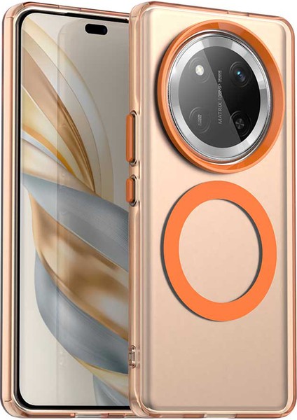 Honor X60 Pro 5g Kılıfı Magsafe Pc+Tpu+Pet Düşmeye Karşı Telefon Kılıfı ile Uyumlu-Turuncu (Yurt Dışından)