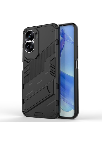 Honor 90 Lite 5G/X50I 5g Düşme Korumalı Telefon Kılıfı Kickstand Pc+Tpu Arka Kapak-Siyah (Yurt Dışından)