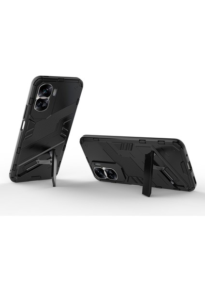 Honor 90 Lite 5G/X50I 5g Düşme Korumalı Telefon Kılıfı Kickstand Pc+Tpu Arka Kapak-Siyah (Yurt Dışından) modelleri